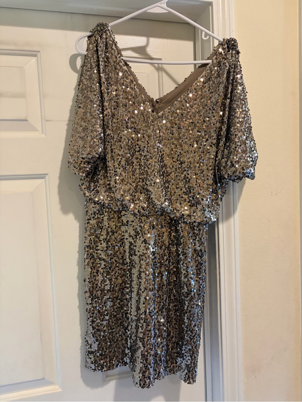 Cachet Gold Sequin V-Neck Mini Dress